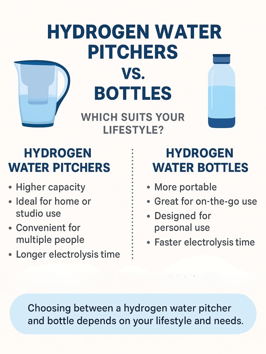 Hydrogen water pitcher vs bottle comparison